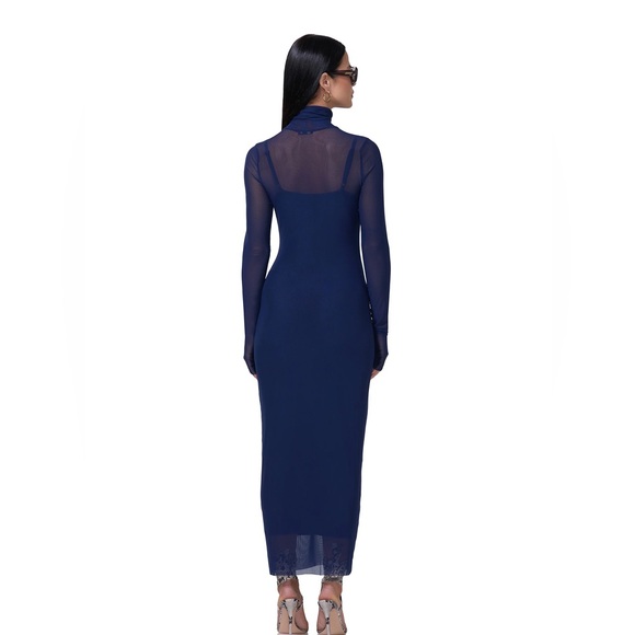 AFRM Shailene Long Sleeve Turtleneck Mesh Dress - Picture 3 of 3